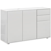 HOMCOM - Buffet latéral haute brillance 46,1 po L avec 2 tiroirs - blanc-Idéal pour ranger la vaisselle, les verres, les tasses, les livres et plus encore 