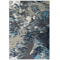 Modway - Entourage Feuillage Moderne Abstrait contemporain Tapis de comédie 8 pi l x 10 pi L - Bleu Beige Gris-Tapis abstrait moderne contemporain