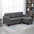 HOMCOM - Canapé d’angle 3 places avec ottoman - gris foncé-Les coussins d'assise et de dossier épais rembourrés avec accoudoirs assurent une détente confortable 