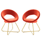 Modway - Nouvelle Performance Velvet Chaise à manger Ensemble de 2 - Orange dorée-Chaises de salle à manger rétro modernes