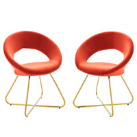 Modway - Nouvelle Performance Velvet Chaise à manger Ensemble de 2 - Orange dorée-Chaises de salle à manger rétro modernes