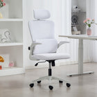 Vinsetto - Fauteuil de bureau haut avec repose-tête rotatif, support lombaire - blanc crème-L’appui-tête peut monter ou descendre, pivoter, et est amovible 