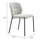 Zuo - Plat Chaise de salle à manger - Gris - Ensemble de 2-Garantie limitée de 3 ans