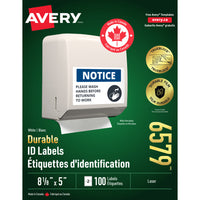 Avery - Étiquettes d'identification durables blanches, laser, 8-1/8" x 5", 100/pqt-Concevez, personnalisez et imprimez vos propres étiquettes avec le logiciel facile à utiliser et gratuit Création et impression en ligne