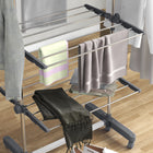 HOMCOM - Séchoir à vêtements à 4 niveaux avec roulettes pour intérieur et extérieur - gris-Couleur : gris et argent 