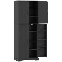 HOMCOM - Armoire de garde-manger 64 po avec étagères réglables - noir-Organisez vos objets avec 10 compartiments et quatre étagères réglables pour un rangement polyvalent 