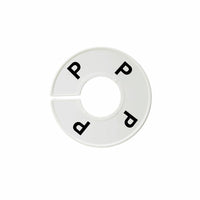 Eddie's -  Rond Les séparateurs de tailles - P - blanc avec impression noire - Paquet de 100-Plastique blanc avec du texte en noir