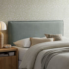Modway - Camille Mélange de lin rembourré Tête de lit pleine grandeur - Bande bleue Spa-Conception de coussins rembourrés