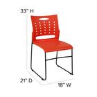 Flash Furniture - Chaise empilable avec base luge de série Hercule, capacité de 881 lb, avec dossier ventilé, orange (RUT2OR)-Renfort transversal avant
