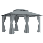 Outsunny - Pavillon de patio 10 pi l x 13 pi L - auvent de jardin 2 niveaux pour extérieur - gris-Le toit résistant aux intempéries offre une protection contre les UV