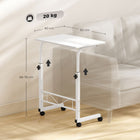 HOMCOM - Bureau debout mobile à hauteur réglable - 23,5 po L x 15,75 po l x 30,75 po H - blanc-Déplacement facile grâce à quatre roulettes à roulement fluide et des freins permettent de maintenir cette table de canapé en place 