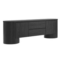 Modway - Duval Ovale de 71 pouces Armoire TV, Noir-Armoire TV en mélange de bois de 71 pouces
