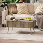 HOMCOM - Table basse relevable avec compartiments cachés - chêne-Les panneaux cannelés avec finition grain de chêne ajoutent une touche moderne à toute décoration