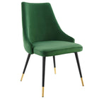 Modway - Adorn Touffe Performance Velvet Fauteuil d’appoint de salle à manger - Émeraude-Chaise à manger vintage moderne d’accent