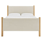 Modway - Maven Taille reine Tissu tapis Lit de plateforme, Chêne d’ivoire-Support en lattes de bois