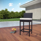 Modway - Convene Terrasse extérieure Tissu Tabouret de bar - Espresso Blanc-Cadre en aluminium revêtu de poudre