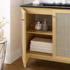 Modway - Soma 36" Vanette de salle de bain - Noir de chêne-Portes en rotin tissé