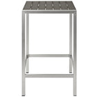 Modway - Shore Terrasse extérieure Aluminium Bar Table, Gris argenté-Cadre en aluminium anodisé
