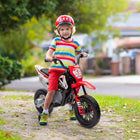 Qaba - Moto tout-terrain pour enfants 12V avec accélérateur à poignée tournante, roues d'entraînement, musique, pour tout-petits 3-6 ans - rouge-Deux moteurs de 12V offrent une puissance de conduite élevée 