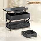 HOMCOM - Table basse relevable avec compartiments cachés - noir-La structure métallique robuste et les pieds réglables offrent une stabilité sur les sols irréguliers