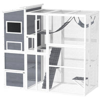PawHut - Enclos extérieur pour chats 76 po Catio pour 2-3 chats d’intérieur gris-Le design spacieux peut accueillir confortablement 2 à 3 grands chats 