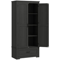 HOMCOM - Armoire de rangement de cuisine haute 69 po avec étagères réglables - noir-L’armoire surélevée à 4 niveaux et le tiroir maximisent l’espace de rangement 