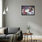 Mario Lemieux sur toile Penguins vs Capitals-H - Toile encadree - 31" x 22"-Prêt à accrocher - livré entièrement assemblé