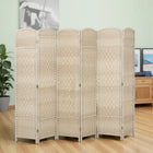 HOMCOM - Paravent autoportant 6 panneaux tressé à la main pour bureau à domicile, chambre - chêne clair-Design léger facilitant le déplacement  
