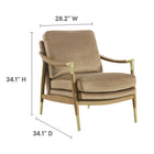 Modway - Langford Performance Velvet Fauteuil d’accent - Noyer taupe-Rembourrage résistant aux taches