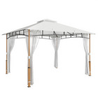 Outsunny - Pavillon de patio 10 pi l x 12 pi L - abri à double toit - crème-Un toit à deux niveaux avec huit trous de drainage améliore la ventilation et empêche l'accumulation d'eau
