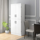 HOMCOM - Armoire de cuisine 6 niveaux avec 4 portes - blanc-Poignées métalliques faciles à saisir pour une ouverture et une fermeture aisées 