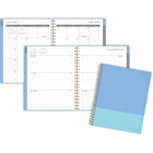 Mead - Agenda scolaire hebdomadaire/mensuel 2026-2027 - 11 po H x 9 po l - Deux tons de bleu - bilingue-Reliure à double spirale