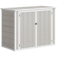 Outsunny - Abri de rangement extérieur 41 pi³ - gris clair-Range soigneusement deux contenants de 63,4 gallons d’outils de jardinage et plus encore  
