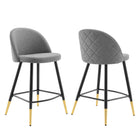 Modway - Cordial Tissu Tabourets de comptoir - Gris clair - Ensemble de 2-Tabourets rétro modernes