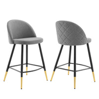 Modway - Cordial Tissu Tabourets de comptoir - Gris clair - Ensemble de 2-Tabourets rétro modernes