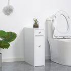 HOMCOM - Armoire de rangement étroite pour papier toilette de salle de bain avec tiroirs - blanc-Une excellente façon de ranger les articles de toilette, les produits de nettoyage et les accessoires de salle de bain à l’abri des regards 