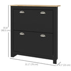 HOMCOM - Armoire à chaussures de couloir avec 2 tiroirs rabattables pour 12 paires - noir-Le cadre en MDF le rend robuste et solide 