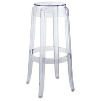 Modway - Casper Dos sans dos Tabouret de bar - Clair-Transparent Polycarbonate Construction