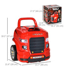 Qaba - Jouet de jeu pour enfants : moteur de camion mécanique - Rouge-Simulez une conduite réelle, appuyez pour démarrer le moteur, allumez les feux de détresse, volant avec klaxon, roues amovibles, 4 vitesses réglables et avec effets lumineux et sonores (3 piles AA requises, non fournies) 