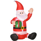 HOMCOM - Père Noël gonflable illuminé extérieur de 1 - 2 m avec boîte-cadeau-Affichage gonflable de 3,9 pieds de haut avec un père Noël assis géant tenant une boîte-cadeau 