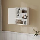 HOMCOM - Armoire murale de salle de bain avec 2 portes, étagère réglable - blanc-MDF avec surface peinte pour garantir la durabilité