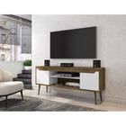 Manhattan Comfort - Meuble TV Bradley 62,99 po style Mid-Century Modern - Brun Rustique et Blanc-Recommandé pour un téléviseur de 46 à 60 pouces