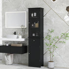 Kleankin - Armoire de rangement de salle de bain mince avec étagères ajustables et tiroir - noir-Un design élégant et une couleur pure s’intègrent parfaitement dans la plupart des pièces 