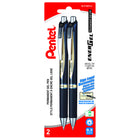 Pentel - Stylos à encre gel permanente EnerGel - 0,5 mm - encre bleue - paquet de 2-Corps de conception élégante et stylisée avec accents dorés pour un aspect professionnel