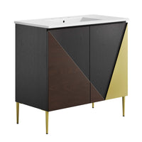 Modway - Alchemist 36" Vanette de salle de bain - Blanc Noir-Vanité de salle de bain moderne