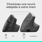 Logitech - Lift Left Souris Ergonomique Verticale - Graphite-La durée de la batterie peut varier selon son utilisation et les conditions de l'ordinateur.