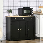 HOMCOM - Buffet 39,8 po L avec rangement - noir-Convient pour la cuisine, le salon, la salle de bain pour ranger des ustensiles, de la papeterie ou des serviettes 
