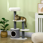 PawHut - Arbre à chat, tour multi-niveaux avec poteaux à griffer, condo - blanc-Centre d'activités polyvalent avec condo pour chat, perchoir, plateformes pour un divertissement sans fin 