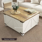 HOMCOM - Table basse avec rangement dissimulé à plateau relevable - blanc-Charnières en métal pour une ouverture et une fermeture en douceur