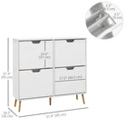 HOMCOM - Armoire à chaussures avec 4 tiroirs rabattables - blanc-Panneau de particules robuste avec base en bois massif 